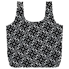 Black And White Decorative Design Pattern Full Print Recycle Bag (xl) by SpinnyChairDesigns