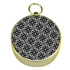 Black And White Decorative Design Pattern Gold Compasses by SpinnyChairDesigns