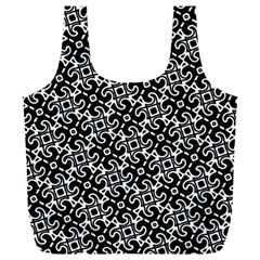 Black And White Decorative Design Pattern Full Print Recycle Bag (xxl) by SpinnyChairDesigns