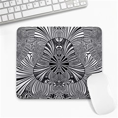 Abstract Art Black And White Floral Intricate Pattern Large Mousepads by SpinnyChairDesigns