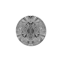 Abstract Art Black And White Floral Intricate Pattern Golf Ball Marker (4 Pack) by SpinnyChairDesigns