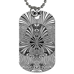 Abstract Art Black And White Floral Intricate Pattern Dog Tag (two Sides) by SpinnyChairDesigns