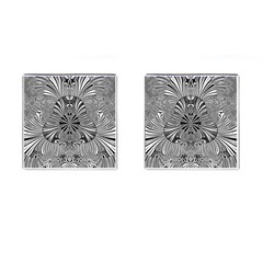 Abstract Art Black And White Floral Intricate Pattern Cufflinks (square) by SpinnyChairDesigns