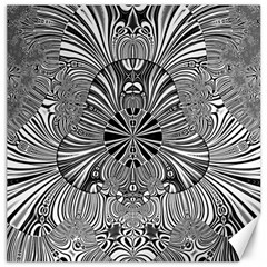 Abstract Art Black And White Floral Intricate Pattern Canvas 16  X 16  by SpinnyChairDesigns