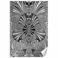 Abstract Art Black And White Floral Intricate Pattern Canvas 20  X 30  by SpinnyChairDesigns