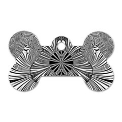 Abstract Art Black And White Floral Intricate Pattern Dog Tag Bone (two Sides) by SpinnyChairDesigns