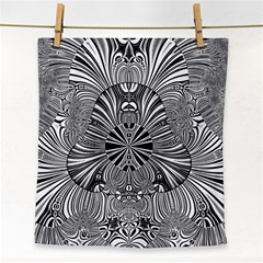 Abstract Art Black And White Floral Intricate Pattern Face Towel by SpinnyChairDesigns