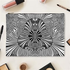 Abstract Art Black And White Floral Intricate Pattern Cosmetic Bag (xl) by SpinnyChairDesigns