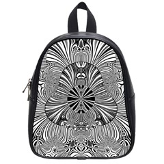 Abstract Art Black And White Floral Intricate Pattern School Bag (small) by SpinnyChairDesigns