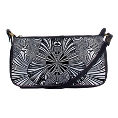 Abstract Art Black And White Floral Intricate Pattern Shoulder Clutch Bag by SpinnyChairDesigns