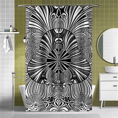 Abstract Art Black And White Floral Intricate Pattern Shower Curtain 48  X 72  (small)  by SpinnyChairDesigns