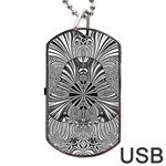 Abstract Art Black and White Floral Intricate Pattern Dog Tag USB Flash (Two Sides) Back