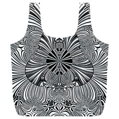 Abstract Art Black And White Floral Intricate Pattern Full Print Recycle Bag (xl) by SpinnyChairDesigns