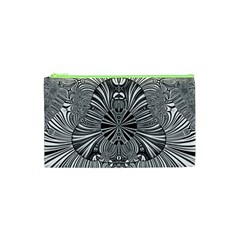 Abstract Art Black And White Floral Intricate Pattern Cosmetic Bag (xs) by SpinnyChairDesigns