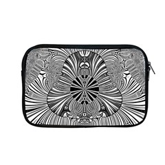 Abstract Art Black And White Floral Intricate Pattern Apple Macbook Pro 13  Zipper Case by SpinnyChairDesigns