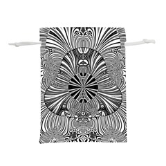 Abstract Art Black And White Floral Intricate Pattern Lightweight Drawstring Pouch (s) by SpinnyChairDesigns