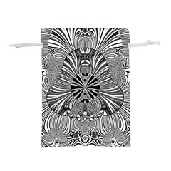 Abstract Art Black And White Floral Intricate Pattern Lightweight Drawstring Pouch (l) by SpinnyChairDesigns