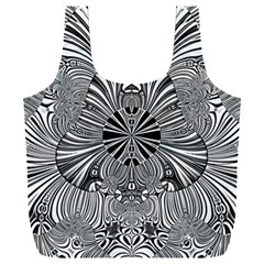 Abstract Art Black And White Floral Intricate Pattern Full Print Recycle Bag (xxl) by SpinnyChairDesigns