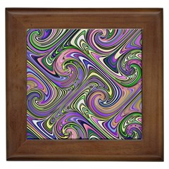 Abstract Art Purple Swirls Pattern Framed Tile by SpinnyChairDesigns