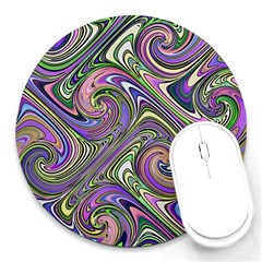 Abstract Art Purple Swirls Pattern Round Mousepads by SpinnyChairDesigns