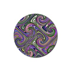 Abstract Art Purple Swirls Pattern Rubber Round Coaster (4 Pack)  by SpinnyChairDesigns