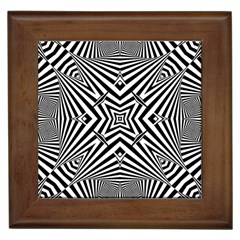 Black And White Line Art Pattern Stripes Framed Tile by SpinnyChairDesigns