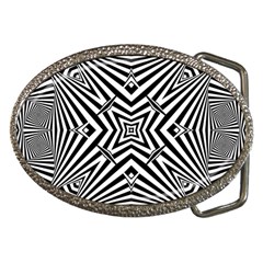 Black And White Line Art Pattern Stripes Belt Buckles by SpinnyChairDesigns