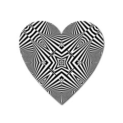 Black And White Line Art Pattern Stripes Heart Magnet by SpinnyChairDesigns