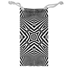 Black And White Line Art Pattern Stripes Jewelry Bag by SpinnyChairDesigns