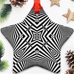 Black and White Line Art Pattern Stripes Star Ornament (Two Sides) Back