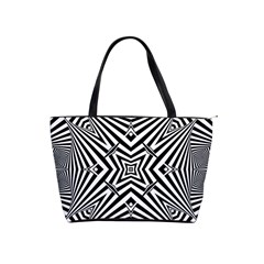 Black And White Line Art Pattern Stripes Classic Shoulder Handbag by SpinnyChairDesigns