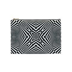 Black And White Line Art Pattern Stripes Cosmetic Bag (medium) by SpinnyChairDesigns