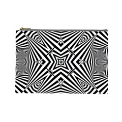 Black And White Line Art Pattern Stripes Cosmetic Bag (large) by SpinnyChairDesigns