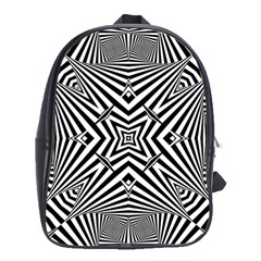 Black And White Line Art Pattern Stripes School Bag (large) by SpinnyChairDesigns