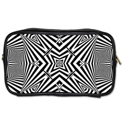 Black And White Line Art Pattern Stripes Toiletries Bag (two Sides) by SpinnyChairDesigns