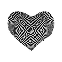 Black And White Line Art Pattern Stripes Standard 16  Premium Heart Shape Cushions by SpinnyChairDesigns