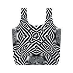 Black And White Line Art Pattern Stripes Full Print Recycle Bag (m) by SpinnyChairDesigns