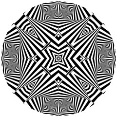 Black And White Line Art Pattern Stripes Wooden Puzzle Round by SpinnyChairDesigns