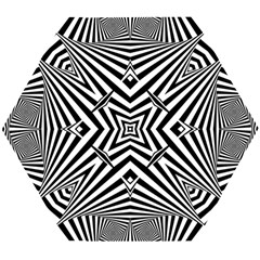 Black And White Line Art Pattern Stripes Wooden Puzzle Hexagon by SpinnyChairDesigns