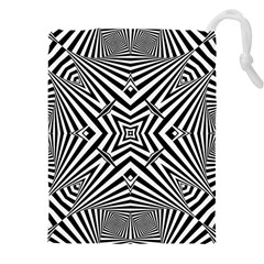 Black And White Line Art Pattern Stripes Drawstring Pouch (4xl) by SpinnyChairDesigns