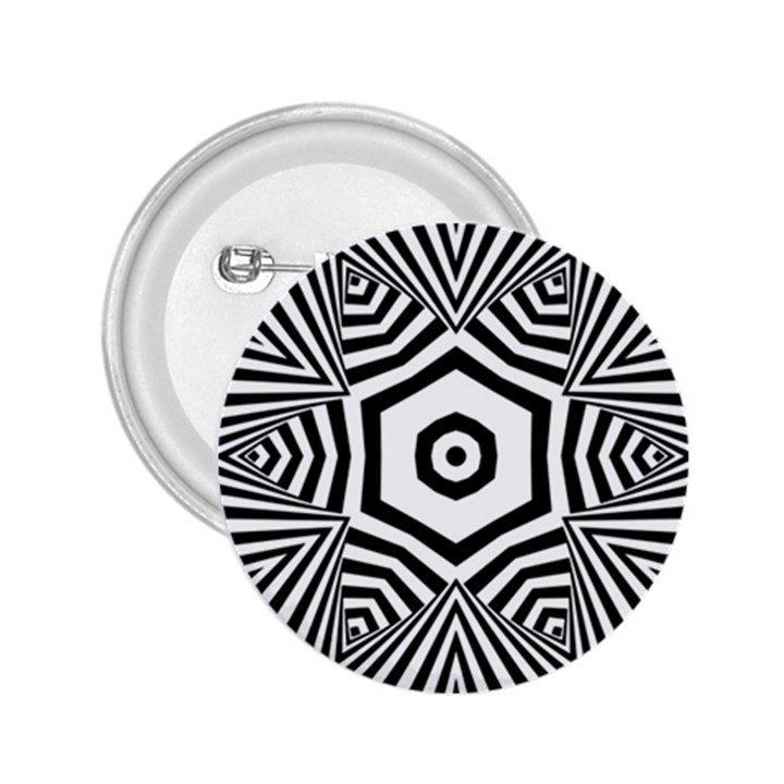 Black and White Line Art Stripes Pattern 2.25  Buttons