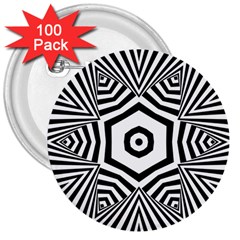 Black and White Line Art Stripes Pattern 3  Buttons (100 pack) 