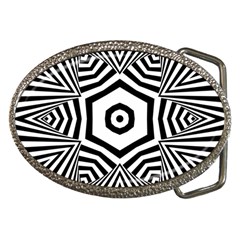 Black And White Line Art Stripes Pattern Belt Buckles by SpinnyChairDesigns