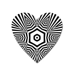 Black and White Line Art Stripes Pattern Heart Magnet