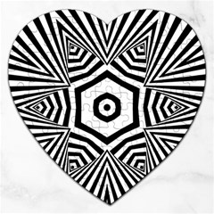 Black and White Line Art Stripes Pattern Jigsaw Puzzle (Heart)