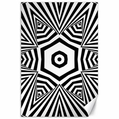 Black And White Line Art Stripes Pattern Canvas 24  X 36  by SpinnyChairDesigns