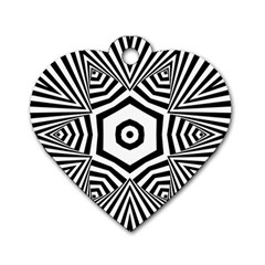 Black and White Line Art Stripes Pattern Dog Tag Heart (Two Sides)