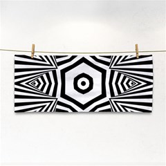 Black And White Line Art Stripes Pattern Hand Towel by SpinnyChairDesigns