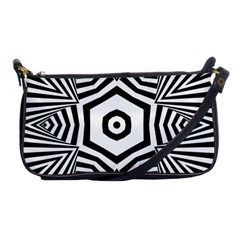 Black And White Line Art Stripes Pattern Shoulder Clutch Bag by SpinnyChairDesigns