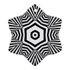 Black And White Line Art Stripes Pattern Snowflake Ornament (two Sides) by SpinnyChairDesigns